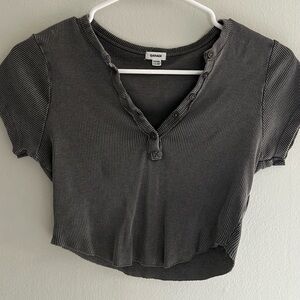 Grey Garage Button Up Trendy Top